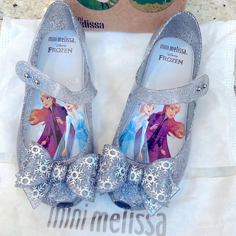 Mini Melissa + Frozen Ultragirl Blue Glitter Maryjane Girls Shoes Size 12